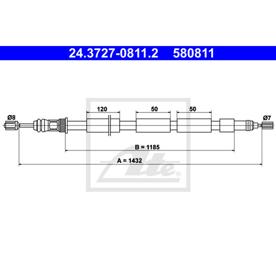 24.3727-0811.2 - Cable, parking brake 