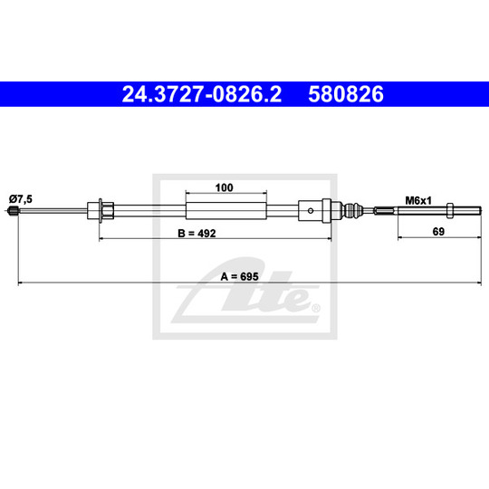24.3727-0826.2 - Cable, parking brake 