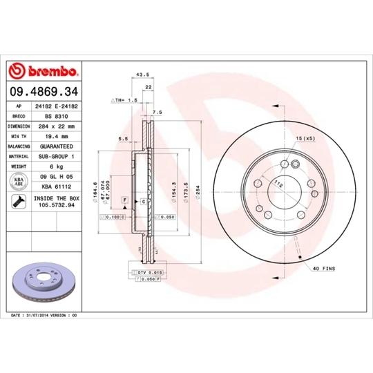 09.4869.34 - Brake Disc 