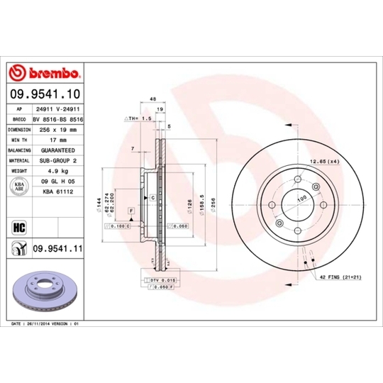 09.9541.10 - Brake Disc 