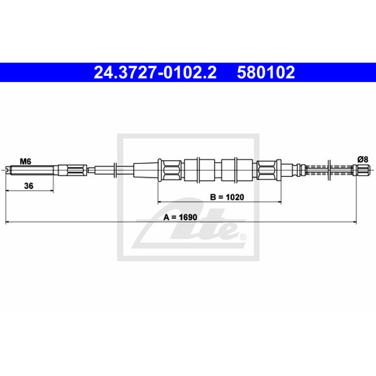 24.3727-0102.2 - Cable, parking brake 