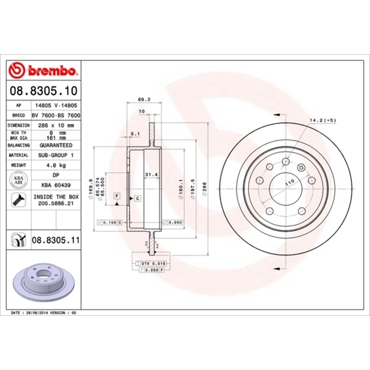 08.8305.10 - Brake Disc 