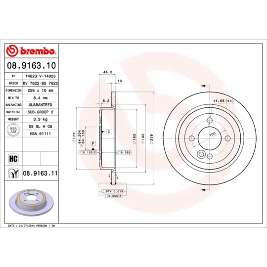 08.9163.11 - Brake Disc 