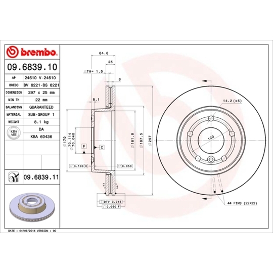 09.6839.10 - Brake Disc 