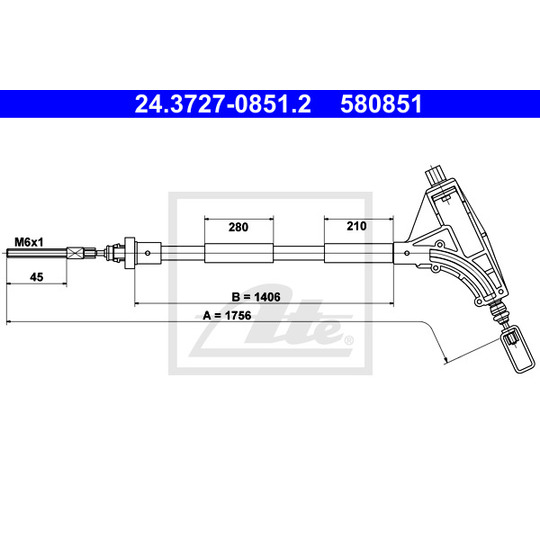 24.3727-0851.2 - Cable, parking brake 