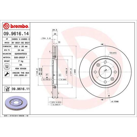 09.9616.14 - Brake Disc 