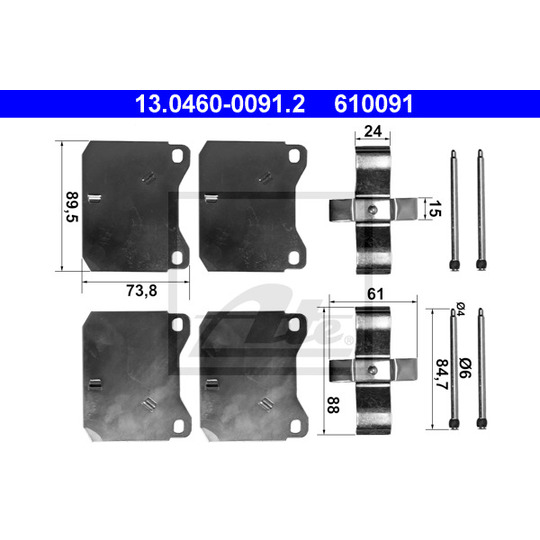 13.0460-0091.2 - Tillbehörssats, skivbromsbelägg 