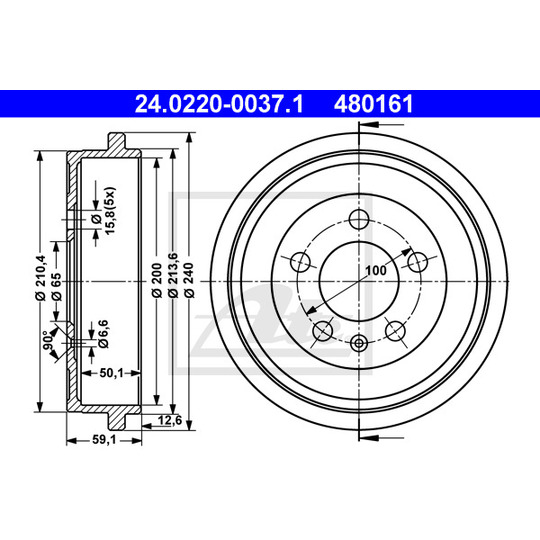 24.0220-0037.1 - Brake Drum 