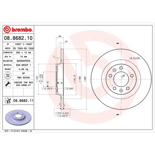 08.8682.10 - Brake Disc 