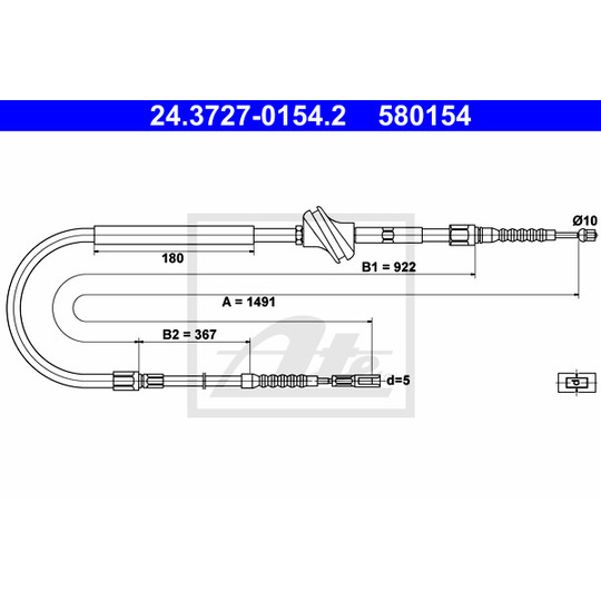24.3727-0154.2 - Cable, parking brake 