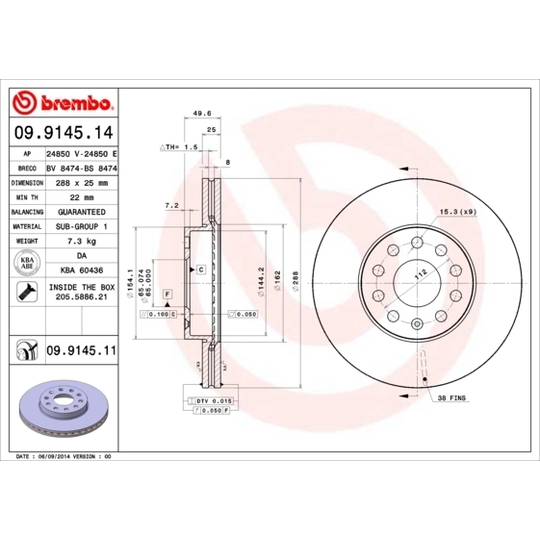 09.9145.11 - Brake Disc 