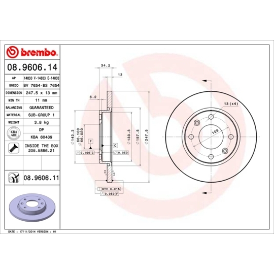 08.9606.14 - Brake Disc 