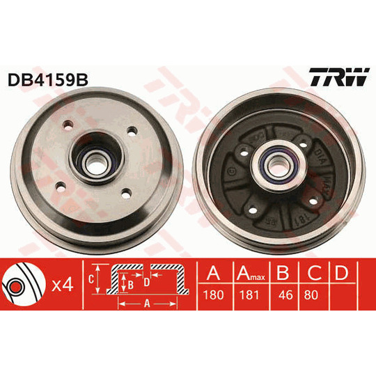 DB4159B - Brake Drum 