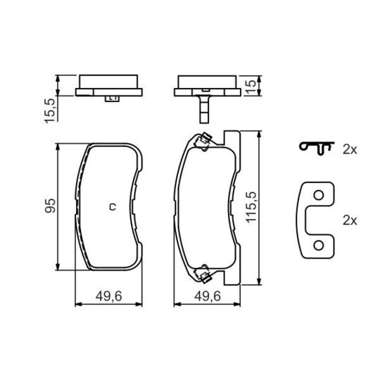 0 986 424 697 - Brake Pad Set, disc brake 