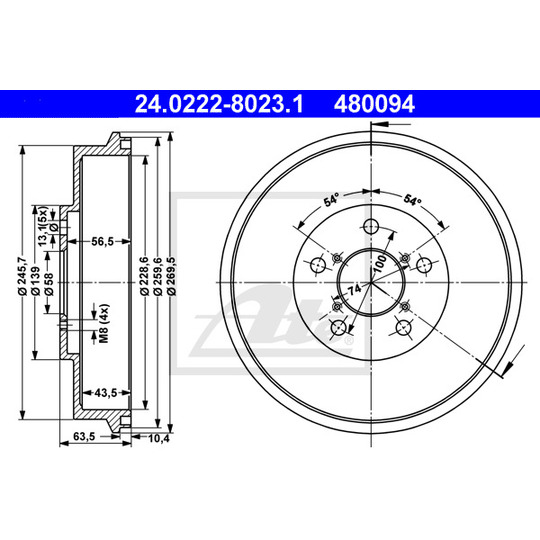 24.0222-8023.1 - Brake Drum 