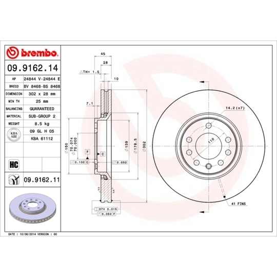 09.9162.11 - Brake Disc 