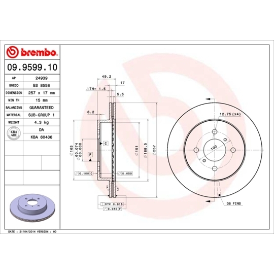 09.9599.10 - Brake Disc 