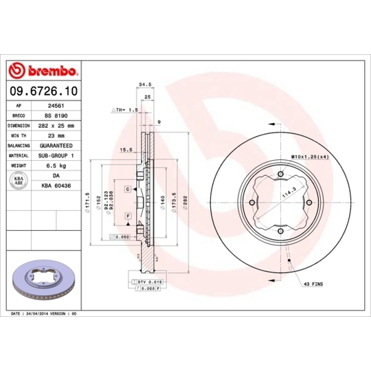 09.6726.10 - Brake Disc 