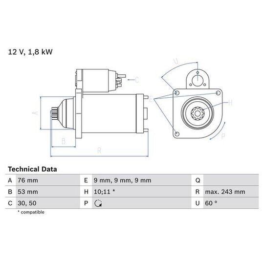 0 986 016 990 - Startmotor 