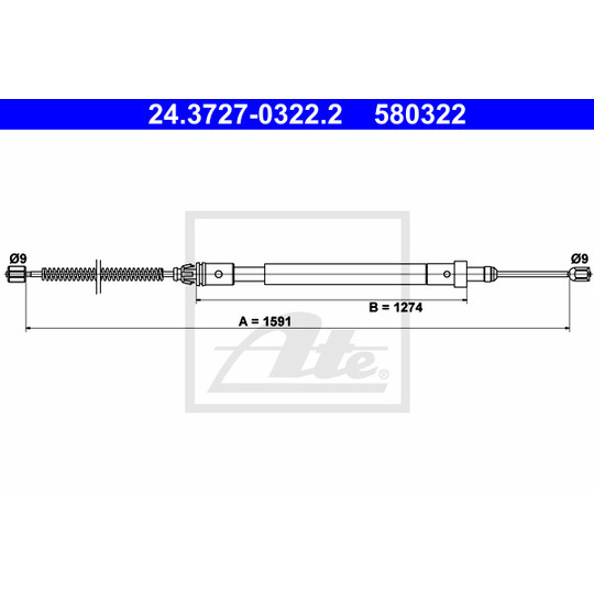 24.3727-0322.2 - Cable, parking brake 