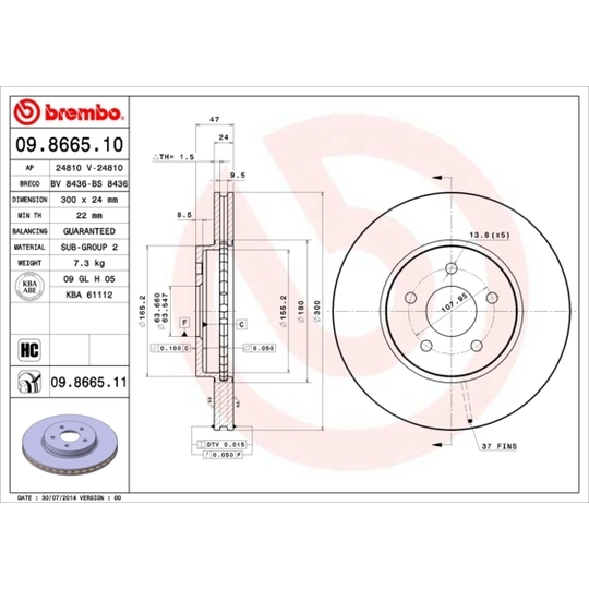 09.8665.10 - Brake Disc 