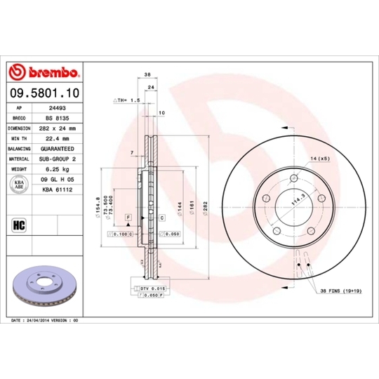 09.5801.10 - Brake Disc 