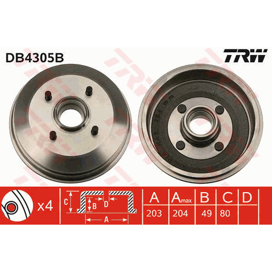 DB4305B - Brake Drum 