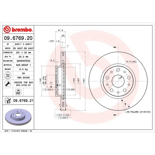 09.6769.20 - Brake Disc 