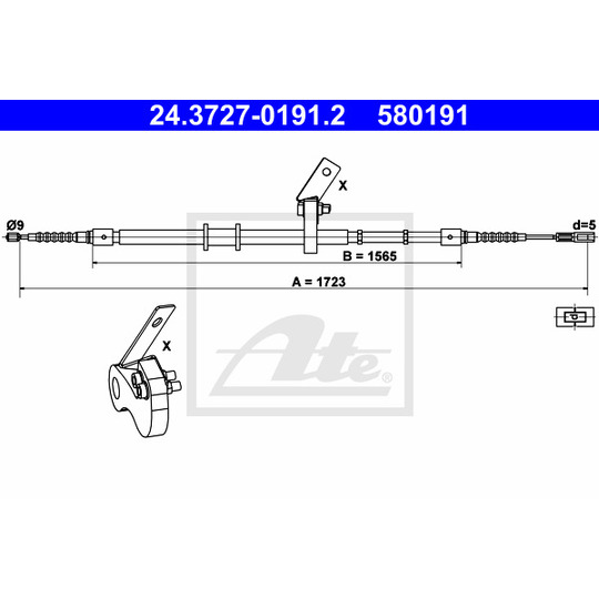 24.3727-0191.2 - Cable, parking brake 