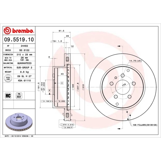 09.5519.10 - Brake Disc 