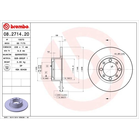 08.2714.20 - Brake Disc 