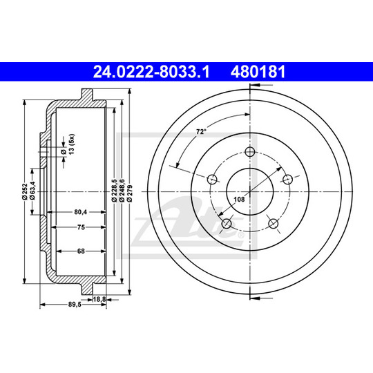 24.0222-8033.1 - Brake Drum 