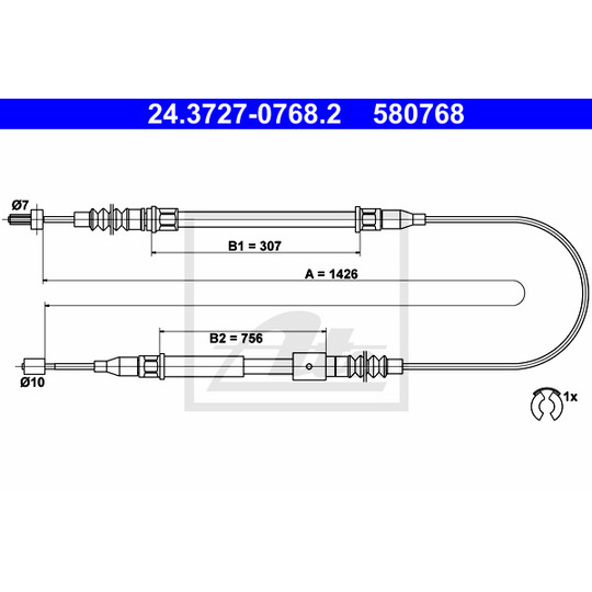 24.3727-0768.2 - Cable, parking brake 