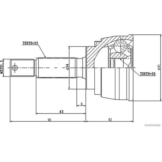 J2825009 - Ledsats, drivaxel 