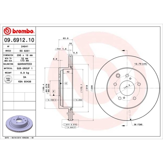 09.6912.10 - Brake Disc 