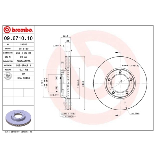 09.6710.10 - Brake Disc 