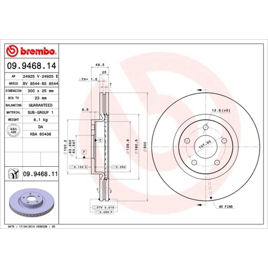 09.9468.11 - Brake Disc 