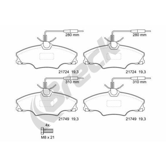 21724 00 701 10 - Piduriklotsi komplekt, ketaspidur 