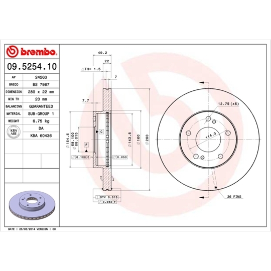 09.5254.10 - Brake Disc 