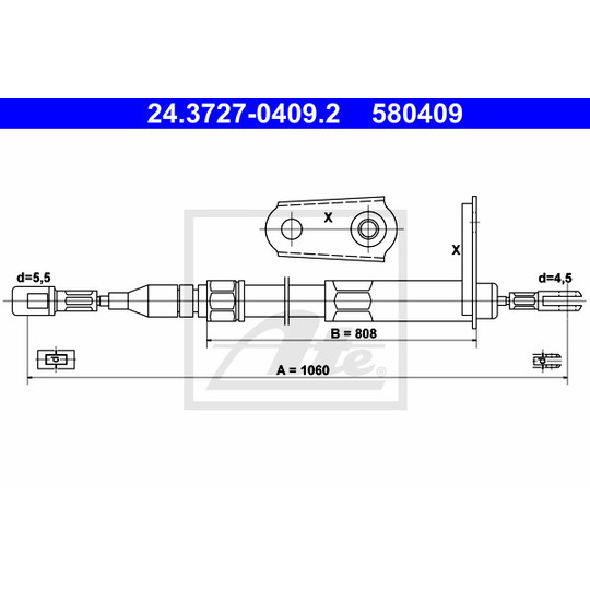 24.3727-0409.2 - Cable, parking brake 