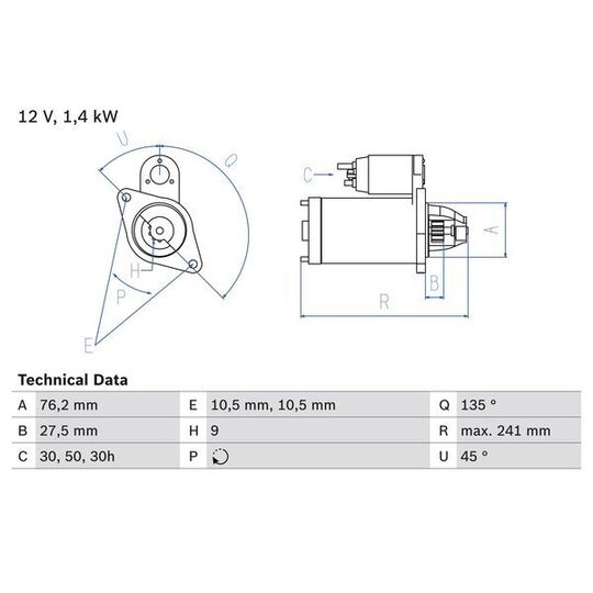 0 986 015 050 - Startmotor 