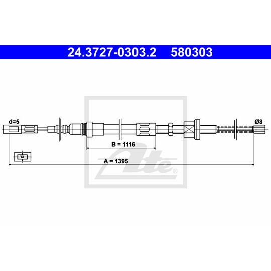 24.3727-0303.2 - Cable, parking brake 