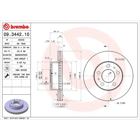 09.3442.10 - Brake Disc 