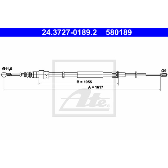 24.3727-0189.2 - Cable, parking brake 