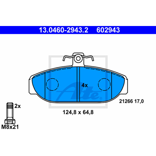 13.0460-2943.2 - Brake Pad Set, disc brake 