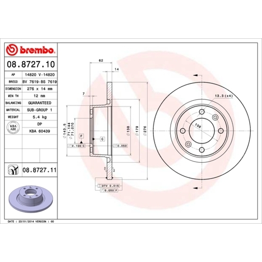 08.8727.10 - Brake Disc 