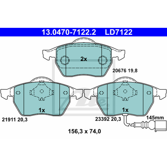 13.0470-7122.2 - Brake Pad Set, disc brake 