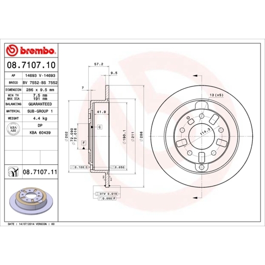 08.7107.10 - Brake Disc 