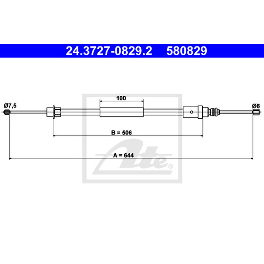 24.3727-0829.2 - Cable, parking brake 