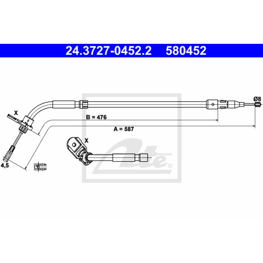 24.3727-0452.2 - Cable, parking brake 